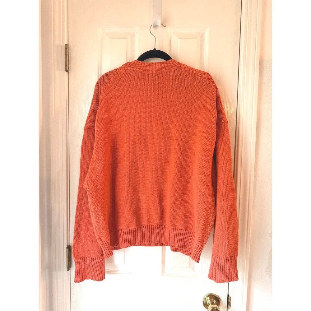 Theory Womens Oversized Crewneck Sweater Sienna Orange Cotton Blend‎ NEW LARGE - Picture 6 of 6